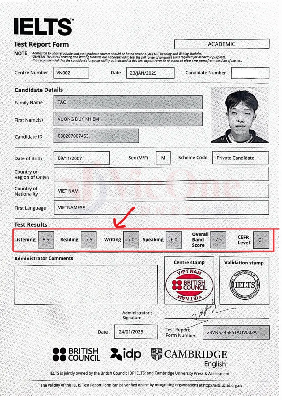 Cách tính điểm bài thi IELTS